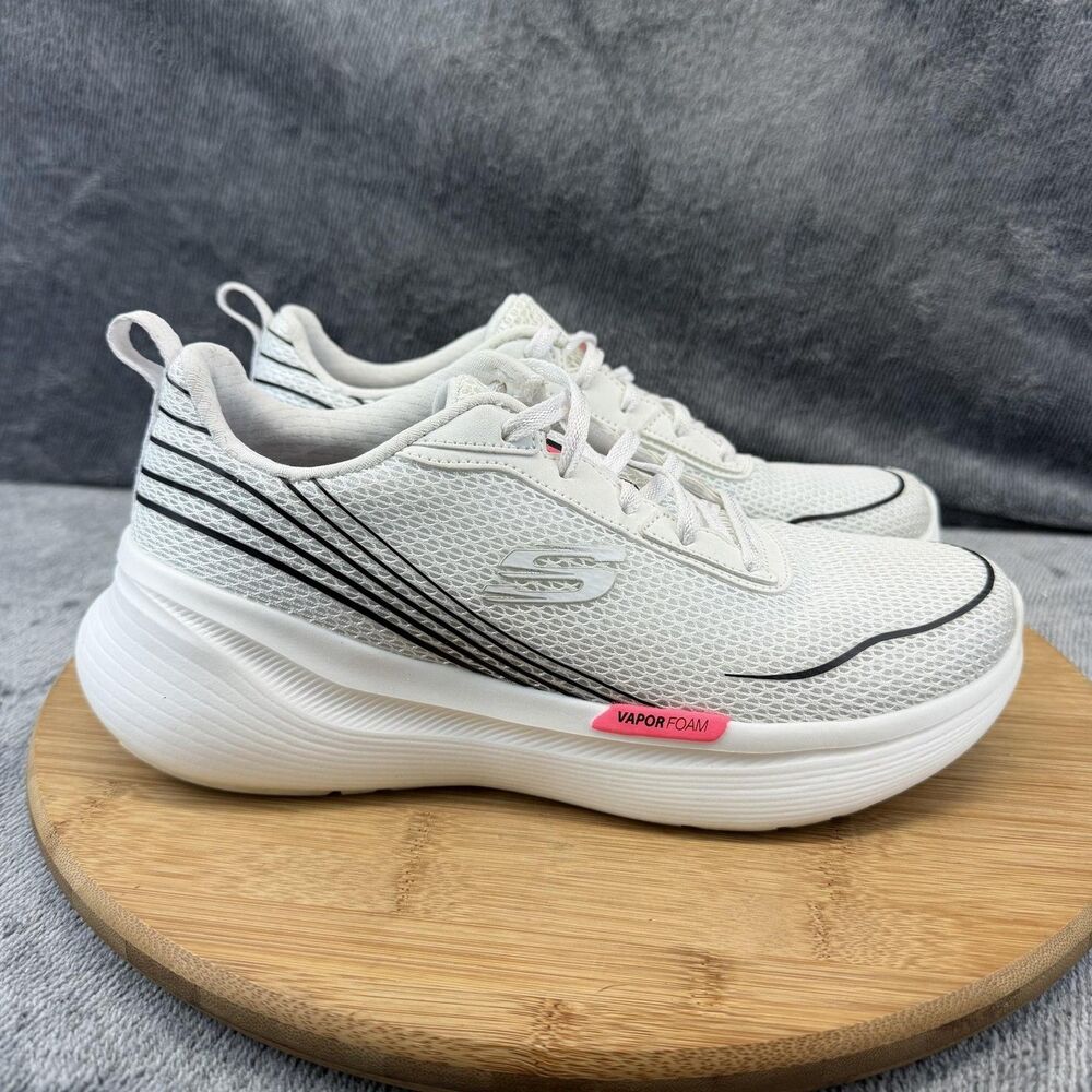 Skechers Vapor Foam Shoes Womens Size 7 White Mesh Running Training Sneakers